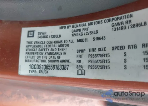 2005 Chevrolet Colorado Ls z USA, uszkodzony, nr VIN 1GCDS136558183387